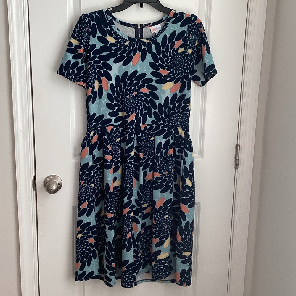 LuLaRoe Blue Floral Midi Dress